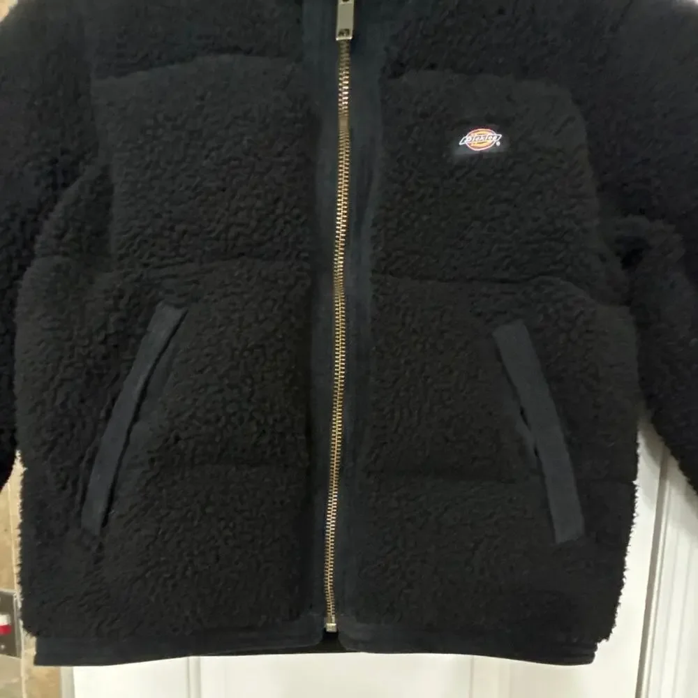 Dickies Mount Hope Sherpa Puffer Jacket Knit Black Women’s Small Cozy Winter - Picture 8 of 16